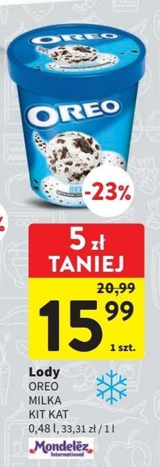 Intermarche Lody z kawałkami ciastek oreo ice cream oferta