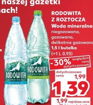 Kaufland Woda delikatnie gazowana rodowita z roztocza oferta