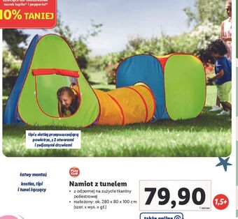 Lidl Namioty do zabawy z tunelem 280 x 80 100 cm playtive oferta