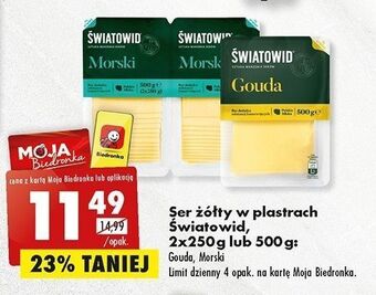 Biedronka Ser gouda plastry światowid oferta