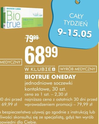 SuperPharm BIOTRUE ONEDAY jednodniowe soczewki kontaktowe, 30 szt. oferta
