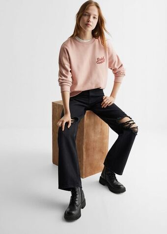 MANGO Dżinsy wideleg z ozdobnymi dziurami oferta