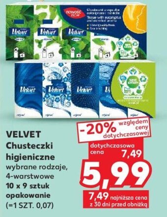 Kaufland VELVET Chusteczki higieniczne 10 x 9 sztuk oferta