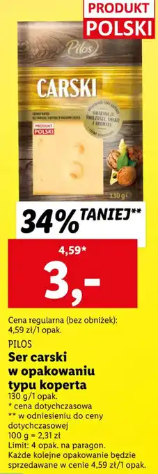 Lidl Pilos Ser carski w opakowaniu typu koperta 130g oferta