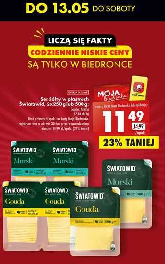 Biedronka Ser gouda plastry światowid oferta