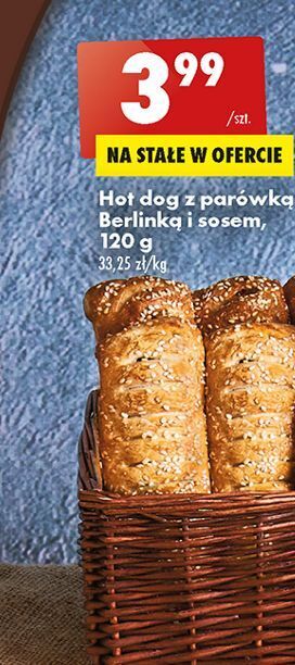Biedronka Hot dog z parówką berlinką i sosem oferta