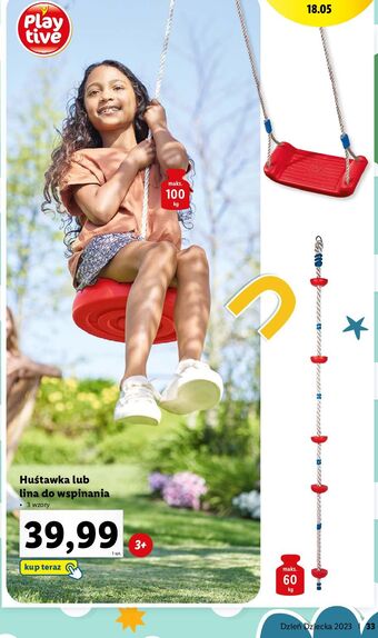 Lidl Huśtawka z siedziskiem playtive oferta