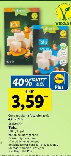 Lidl Tofu o smaku naturalnym vemondo oferta