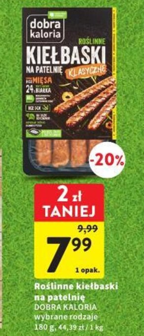Intermarche dobra kaloria Roślinne kiełbaski na patelnię 180g oferta