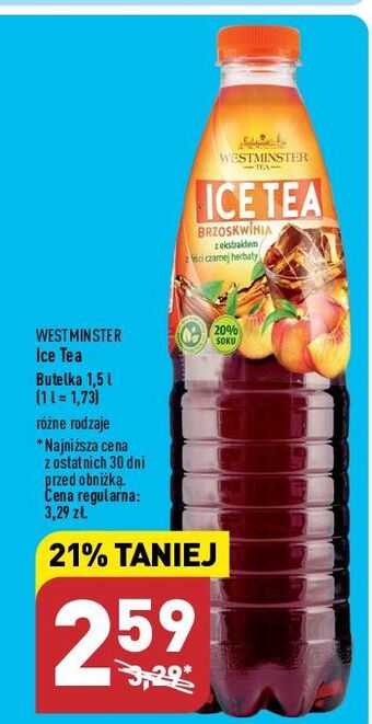 ALDI Herbata mrożona brzoskwinia westminster ice tea oferta