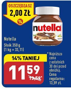 ALDI Krem czekoladowo-orzechowy nutella oferta