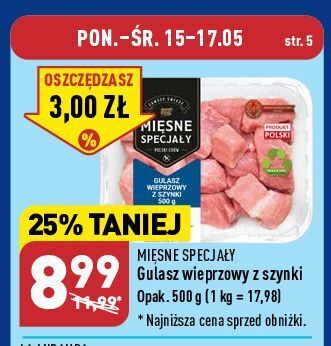 ALDI Gulasz wieprzowy z szynki mięsne specjały zawsze świeże (aldi) oferta