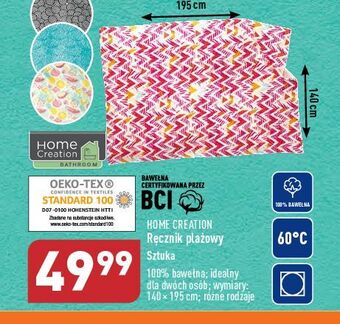 ALDI Ręcznik plażowy 140 x 195 cm home creation oferta