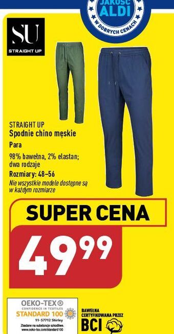 ALDI Spodnie męskie chino rozm. 48-56 straight up oferta