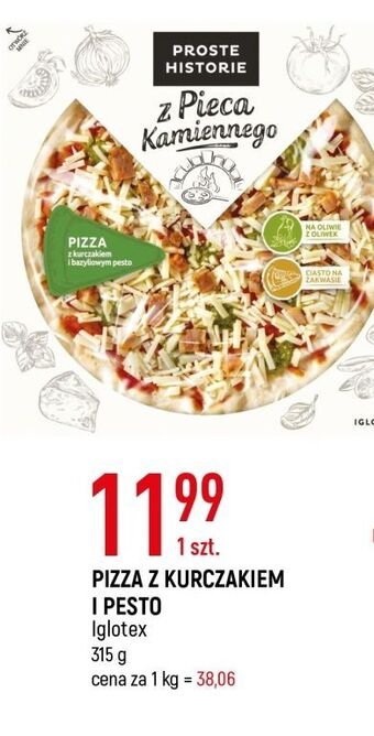 E.Leclerc Pizza z kurczakiem i bazyliowym pesto iglotex proste historie z pieca kamiennego oferta