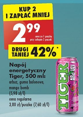 Biedronka Napój bubble gum tiger energy drink oferta