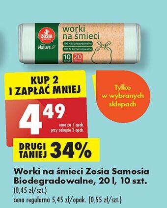 Biedronka Worki na śmieci z recyklingu wiązane 120 l zosia samosia oferta