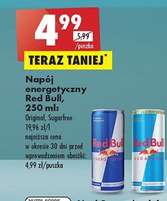 Biedronka Napój energetyczny bez cukru red bull oferta