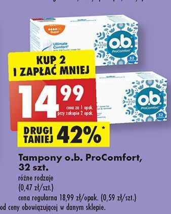 Biedronka Tampony ultimate comfort normal o.b. procomfort oferta
