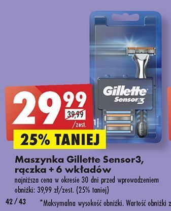Biedronka Maszynka do golenia + 6 wkładów gillette sensor 3 oferta
