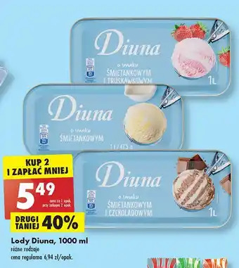 Biedronka Lody śmietankowo-czekoladowe diuna oferta