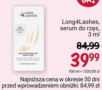 Rossmann Long4Lashes, serum do rzęs, 3 ml oferta