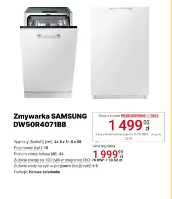 Media Expert Zmywarka SAMSUNG DW50R4071BB oferta