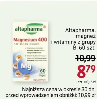 Rossmann Altapharma, magnez i witaminy z grupy B, 60 szt. oferta