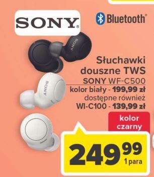 Carrefour Słuchawki douszne wf-c500 białe sony oferta
