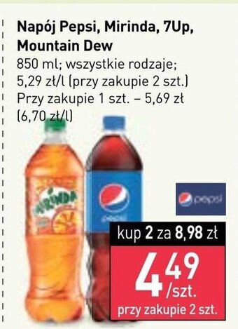 Stokrotka Napój Pepsi, Mirinda, 7Up, Mountain Dew 850ml oferta