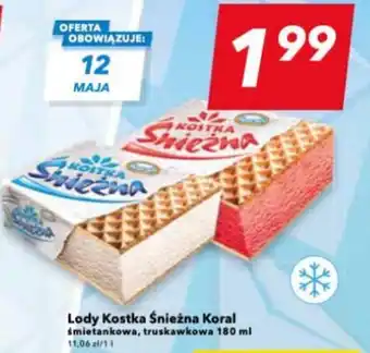 Lewiatan Lody Kostka Śnieżna Koral śmietankowa, truskawkowa 180 ml oferta