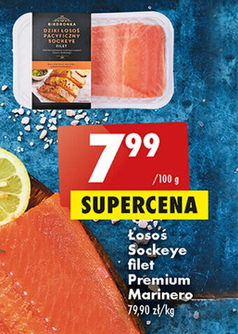 Biedronka Łosoś Sockeye filet Premium Marinero 100g oferta