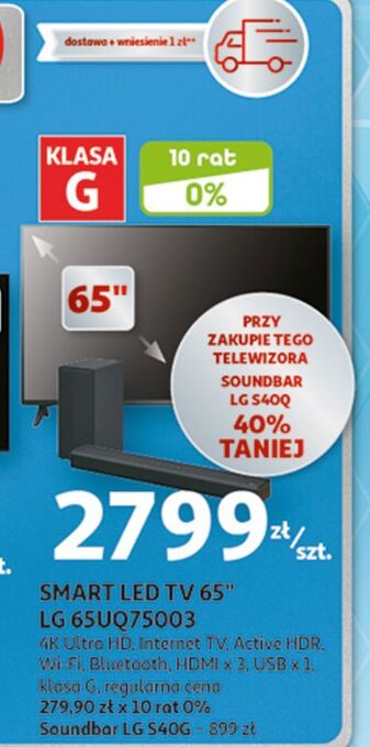 Auchan Telewizor 65'' 65uq75003 lg oferta