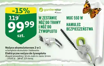 Auchan Nożyce akumulatorowe do trawy i żywopłotu garden star oferta