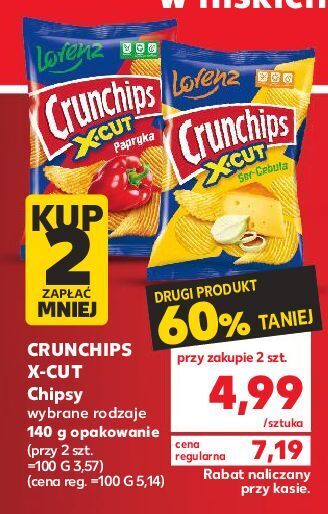 Kaufland Chipsy paprykowe crunchips x-cut oferta