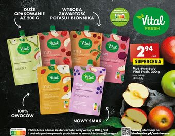 Biedronka Mus jabłko-truskawka-burak vital fresh oferta