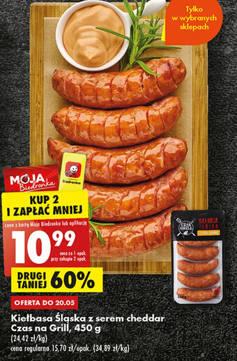 Biedronka Kiełbasa Śląska z serem cheddar Czas na Grill, 450 g oferta