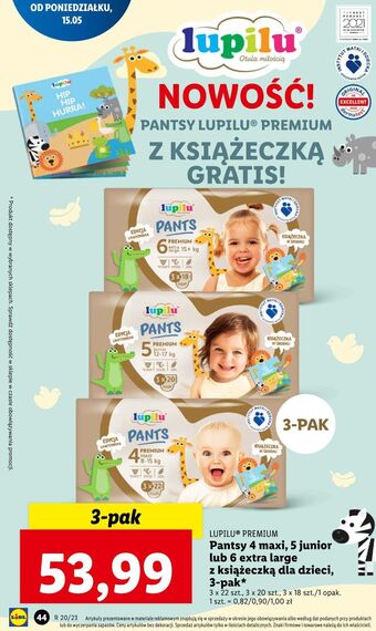 Lidl Pieluchomajtki 6 extra large lupilu pants premium oferta