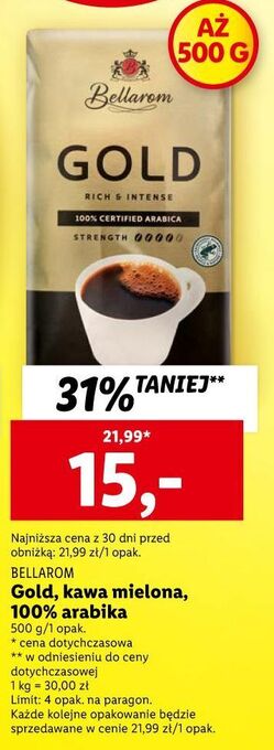 Lidl Kawa bellarom bio organic gold oferta