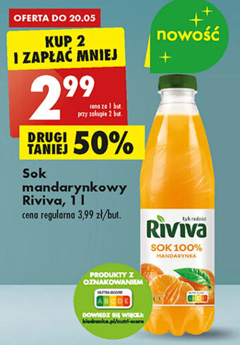 Biedronka Sok mandarynkowy Riviva, 1l oferta