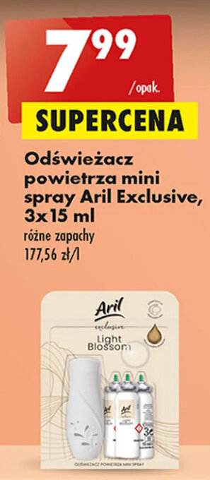 Biedronka Odświeżacz powietrza mini spray Aril Exclusive, 3x15 ml oferta