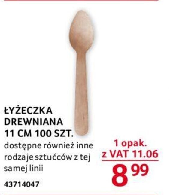 Selgros ŁYŻECZKA DREWNIANA 11 CM 100 SZT. oferta