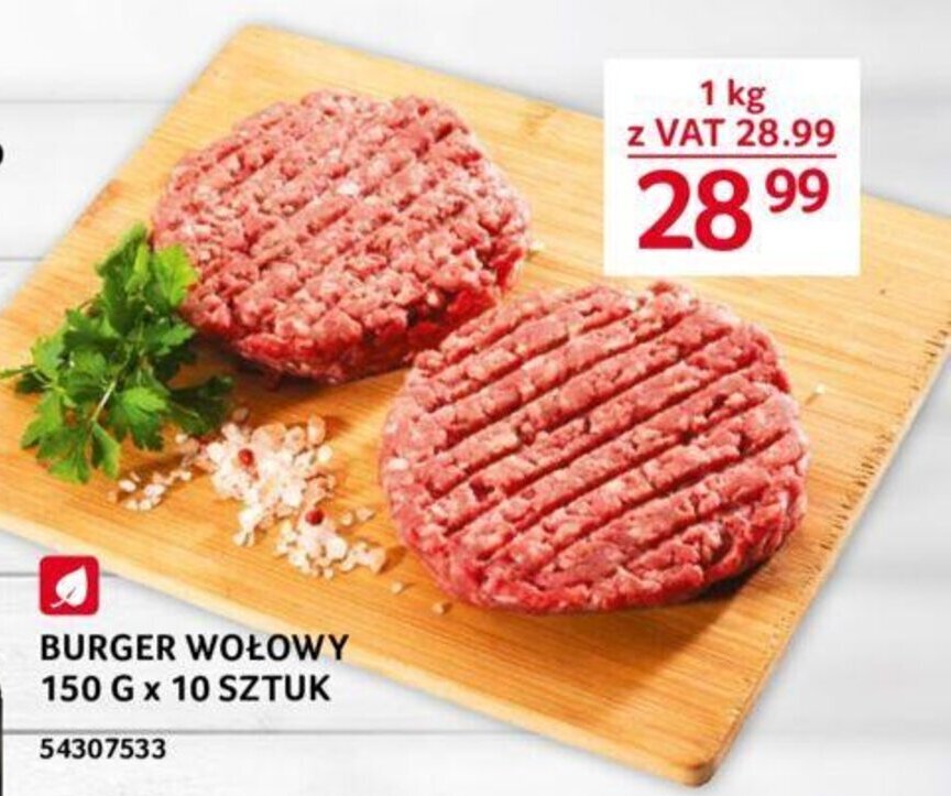 Selgros BURGER WOŁOWY 1kg oferta