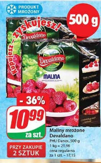 Maliny mrożone devaldano