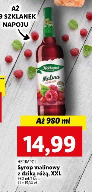 Lidl Syrop malinowy z dziką różą herbapol oferta