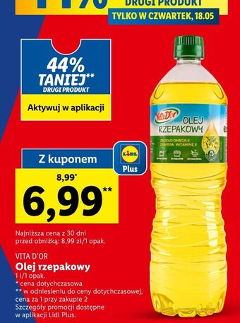 Lidl Olej rzepakowy vita d'or oferta