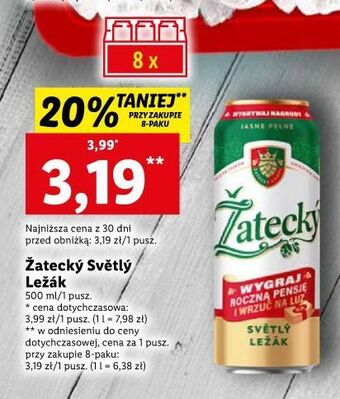Lidl Piwo zatecky svetly lezak oferta
