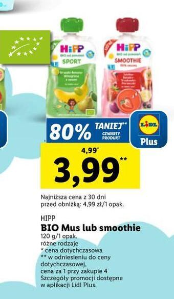 Lidl Smoothie drink czerwone owoce hipp hippis oferta