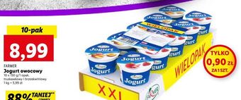 Lidl Jogurt brzoskwiniowy + jogurt truskawkowy farmer oferta