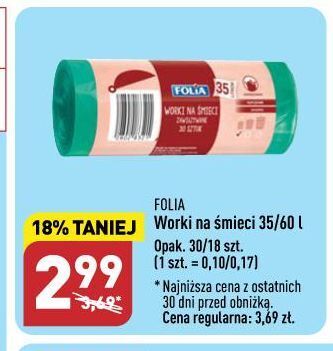 ALDI Worki na śmieci 35 l rolka folia oferta